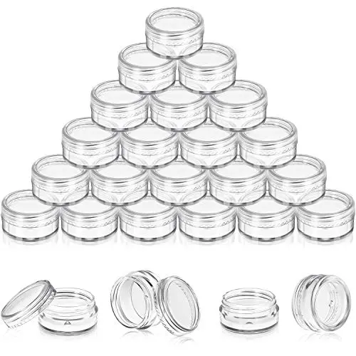 50 Pieces Empty Clear Plastic Pot Jars with Lids Round Sample Containers Mini Travel Jars for Storage of Ear Studs Ear Ring(5 ml/5g) 50 Pieces Empty Clear Plastic Pot Jars with Lids Round Sample Containers Mini Travel Jars for Storage of Ear Studs Ear Ring(5 ml/5g)