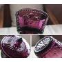 European Style Retro Embossed Crystal Glass Sugar Bowl Honey Candy Storage Jar Sugar Dispenser Container Seasoning Pot Box Condiment Spice Holder with Lid, Dark Purple