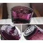 European Style Retro Embossed Crystal Glass Sugar Bowl Honey Candy Storage Jar Sugar Dispenser Container Seasoning Pot Box Condiment Spice Holder with Lid, Dark Purple