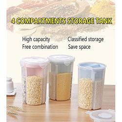 Airtight Cereal Containers Dry Food Storage Containers with lock lid BPA Free 4 Detachable Divider Large Capacity Seal Durable Easy Pour Out for Rice Beans Coffee Nut Sugar Spices Pet Food (Blue)