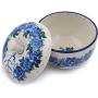 Polish Pottery 4?-inch Apple Shaped Jar made by Ceramika Artystyczna (Blue Garland Theme) + Certificate of Authenticity
