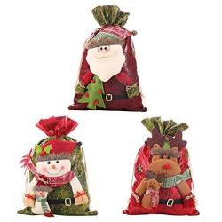 BLagenertJ Christmas Storage Pouch Candy Food Bag Box Cute Santa Snowman Elk Pattern Drawstring Gift Candy Bag Snowman