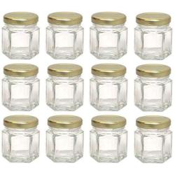 Hexagon Glass Jars, Mini Hex Jars 1.5 Oz - Case of 12