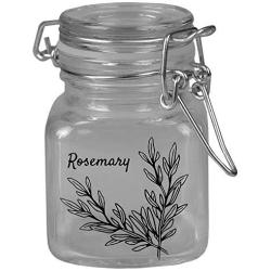 Home Basics Ludlow 3 oz. Glass Jar with Airtight Lid Clear Container Canister for Storage Organizer Spices, Herbs, Rubber Gasket, Gift Idea (ROSEMARY)