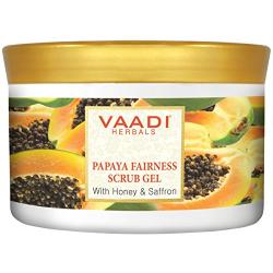 Vaadi Herbals Papaya Fairness Facial Scrub Gel With Honey & Saffron - Lightening & Brightening The Skin Tone - 500 Gm (17.64 Oz) - All Natural -