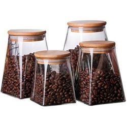 Square Creative Kitchen Tea Storage Bottles Glass Candy Jars With Cork Lid Spices Sugar Coffee Container Receive Organizer Cans B 500ml