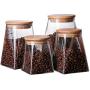Square Creative Kitchen Tea Storage Bottles Glass Candy Jars With Cork Lid Spices Sugar Coffee Container Receive Organizer Cans B 500ml