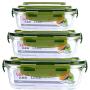 Kitchen Food Storage Jar Airtight Food Storage Glass Food Storage Container (Set Of 3) With Lid BPA Free Can Use In The Microwave Oven Refrigerator Dishwasher For Salad Lunch Picnic