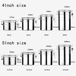 Storage Canisters, 4Pcs/Set Tea Storage Canisters with Airtight Lids, Stainless Steel Sealed Jar Storage Bottle for Coffee/Sugar/Pasta/Rice/Biscuits/Oats/Beans(4inch)