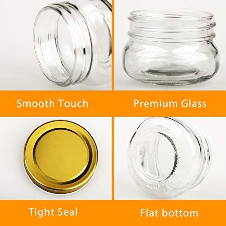 Spice Jars Airtight 4 oz small mason Glass Jars with Leak Proof