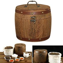 Foviza Mini Wooden Barrel Canister Small Leaf Tea Can Box Coffee Bean Storage Box for Tea Leaf Flour Barrel Jar