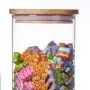 Bouteille de Stockage en Verre Yl Ly avec Couvercle en Chêne pour Café, Fruits Secs, Bonbons (Trapezoid) 550ml FM581 Bouteille de Stockage en Verre Yl Ly avec Couvercle en Chêne pour Café, Fruits Secs, Bonbons (Trapezoid) 550ml FM581