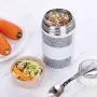 Thermos Food Jar Leakproof Vacuum Insulated Food Containers With Folding Spoon,Thermos Stainless Food Flas For Girl (Color : Yellow, Size : 600ML)
