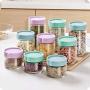 HOMELUNY Set of 4 Glass Storage Jars Airtight Jars Cereal Keeping Fresh Jars Storage Container for Candy, Cookie, Rice, Sugar,Flour,Snacks Keeping Food Dry & Fresh Light purple 600ML
