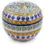 Polish Pottery 4?-inch Apple Shaped Jar made by Ceramika Artystyczna (Autumn Weatfields Theme) + Certificate of Authenticity