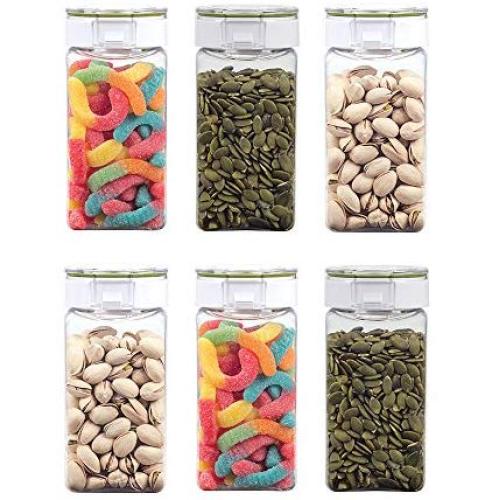 Takeya Freshlok Airtight Dry Food Storage Container Set, 6 Piece, Clear - 0.5 Quart/500ml/2.1 Cups