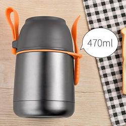 470ml Thermos Stainless Food Flask,Leakproof Vacuum Insulated Food Containers With Spoon Food Flask (Color : Natural)