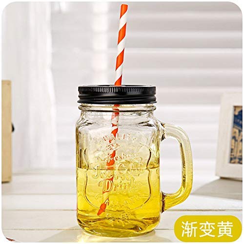 | Storage Bottles & Jars | 450ml Glass Mason Jar Mug with Lid and Straw Summer Ice Cream Fruit Cold Drinking Water Jars Juice Cup | by HUDITOOLS | 1 PCs