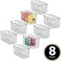 mDesign Farmhouse Decor Metal Wire Food Storage Organizer, Bin Basket with Handles for Kitchen Cabinets, Pantry, Bathroom, Laundry Room, Closets, Garage - 12" x 6" x 6" - 8 Pack - Chrome
