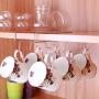 Togethluer Metal Coffee Mug Rack, Tea Coffee Cup Holder Mug Metal Rack Under Shelf Board Hook Storage Organizer, Cup Jars Storage Display Organizer Rack