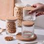 Danmu 2Pcs a Set 200 ML 250 ML Lead Free Glass Jars Classic Hammer Pattern Glass Storage Jars Food Storage Jars with Airtight Bamboo Lids Coffee Bean Jar Cookies Flour Sugar Candy Spice Container