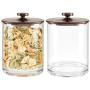 mDesign Modern Round Kitchen Countertop Storage Organizer Canister Jar for Sugar, Flour, Tea, Coffee, Spices, Candy, and Beans, 2 Pack - Clear/Bronze