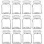 Bouteilles en verre carrées de 17,7 cm (6 oz) - 12 pièces avec couvercles blancs - Cube, parois droites Bouteilles en verre carrées de 17,7 cm (6 oz) - 12 pièces avec couvercles blancs - Cube, parois droites