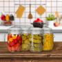 Wide Mouth Mason Jars,OAMCEG 4-Piece 34oz Airtight Glass Preserving Jars with Leak Proof Rubber Gasket and Clip Top Lids, Perfect for Storing Coffee, Sugar, Flour or Sweets - 8 Labels & 1 Chalk Marker