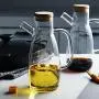 Transparent Glass Oil Bottle With Handle Scale Heat Resistant Lecythus Kitchen Tools Soy Vinegar Sauce Container,580ml