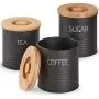 Ensemble de 3 contenants VonShef avec couvercles en bambou, contenants de cuisine pour café, sucre, thé avec joint étanche, design moderne, ensemble de 3, capacité de 1 quart (38oz) Ensemble de 3 contenants VonShef avec couvercles en bambou, contenants de cuisine pour café, sucre, thé avec joint étanche, design moderne, ensemble de 3, capacité de 1 quart (38oz)