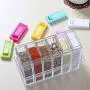 Seasoning Box with Member, Transparent Plastic Cruet Versatile Preserving Jars Pack of 6 with Tray-A