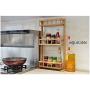 Spice Rack Wall Mount Wood, 3 Tier Kitchen Corner Countertop Standing Jars Storage Racks Organizer for Small Space