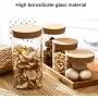WANGLX ST Glass Storage Jar Wood Lid Food Storage Tank Good Sealing Heat-Resistant Borosilicate Glass Sealed Cans Dried Fruit Sealed Bottle