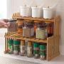 NLYWB 2-Tier Standing Spice Rack, Bamboo Spice Bottle Jars Holder, Kitchen Bathroom Countertop Storage Organizer, Space Saving for Various Bottles, Jar