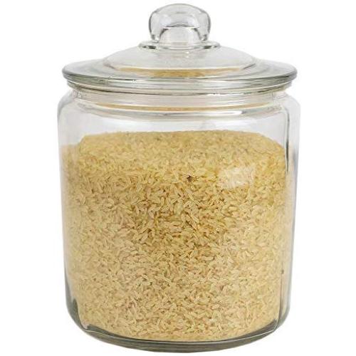 Home Basics GJ45549 Kno Renaissance Collection Large Glass Jar Round Container with Easy Grab Knob Handles (Clear) for Kitchen, Bathroom, Laundry, Craft, Office