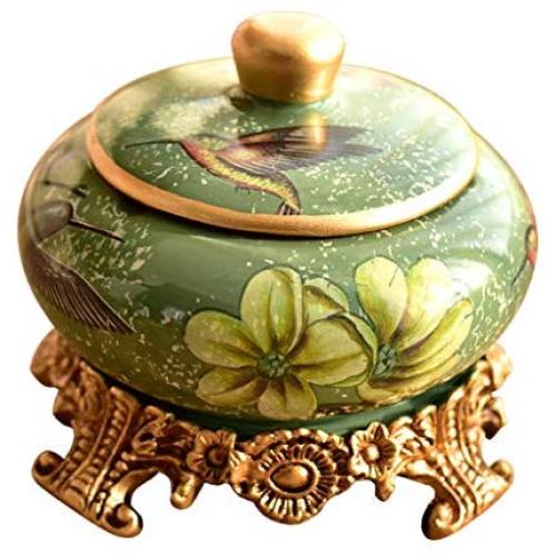 Cookie Jar Ceramic with Lids Airtight, Pottery Food Storage Containers Bpa Free Large for Kitchen Pantry Canisters Bulk Candy Store, 2L (Color : Green-2)