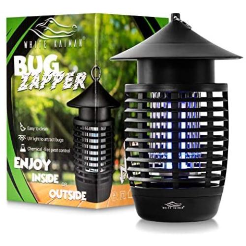 White Kaiman Bug Zapper w/ 500v Mosquito Killer and Insect Zapper ~ Indoor & Outdoor Waterproof Lamp ~Vertical Electric Zapping Grid ~ 7W UVA Replaceable Mosquito Lamp Bulb (Bug Zapper)