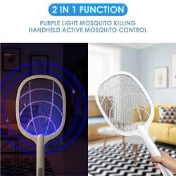 Bug Zapper, Mosquito Killer USB Rechargeable Electric Fly Swatter and Bug Zapper Racket, Handheld Fly Zapper for Home and Outdoor Safe to Touch with 3-Layer Safety Mesh