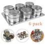 vivaBKK 6 pc Stainless Steel Magnetic Spice Seasoning Pot Jar with TrestleRack