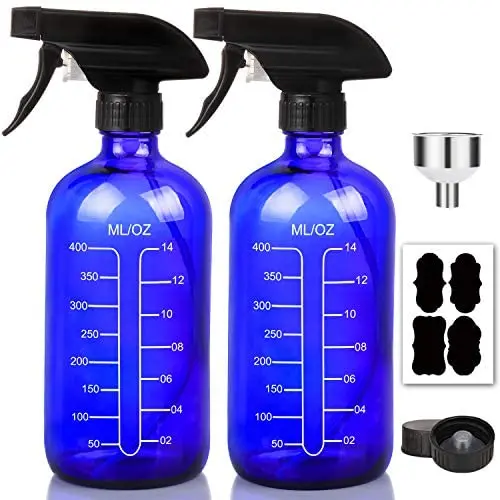 16oz Cobalt Blue Glass Spray Bottles with Measurements - Empty Reusable Refillable Container with Funnel and Labels for Mixing Essential Oils, Homemade Cleaning Products(2 Pack) 16oz Cobalt Blue Glass Spray Bottles with Measurements - Empty Reusable Refillable Container with Funnel and Labels for Mixing Essential Oils, Homemade Cleaning Products(2 Pack)