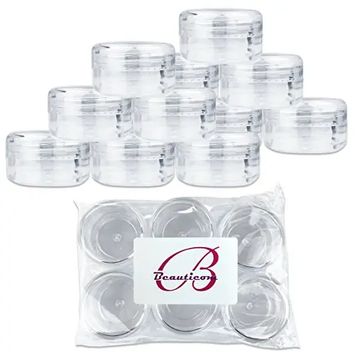Béhance : 12 Pots Ronds Transparent de 15g/15ml (0,5oz) avec Bouchon à Vis pour Poudre d'Ombre à Paupières, Maquillage Minéral, Échantillons Cosmétiques - BPA Free