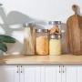 Glass Kitchen Storage Canister Jars Set with Stainless Steel Lids For The Kitchen-27/44/57/71 OZ.(4-pack Assorted)
