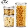 Pack of 3 Clear Plastic Food Storage Jars with Stainless Steel Lids Bottles Containers for Storing Spice, Herbs, Dry Goods, Peanut, Candy and Powders