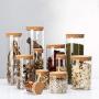 Versiegelte Glasbehälter / Lagerbehälter mit Holzstopfen, transparente Sammlung luftdichter Vintage-Trockenlebensmittelfässer, 2000ml (2L) (Größe: 2000ml1)