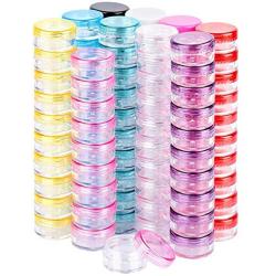 Sample Container, HNYYZL 5 Gram Empty Plastic Cosmetic Pot Jars for Eye Shadow Nails Powder Jewelry Cosmetic Lip Balm Lip Gloss Cream Lotion(10 colors, 100 Pcs)