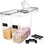 Réservoirs de Céréales ME.FAN Extra Large [Set de 2] – Conservation Alimentaire Étanches 6,3L (213oz) – Grande Conservation Alimentaire avec 24 Étiquettes Tableau Blanc et Stylo – BPA Free, Bouchon Démoulage Facile (Noir)