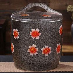 Home Décor Ceramic Jar Moisture Proof Food Container Rice Storage Jar Kitchen Accessories, Seal with Lid Decorative Accessories (Color : Black B, Size : 313327cm)