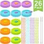 REGULAR Mouth Mason Jar Lids for Ball, Kerr, etc with Straw Hole/Straws/Silicone Stoppers/Rings/Clean Brush, BPA Free Colored Plastic Canning Jar Drinking Lids & Food Storage Caps 26 Pack REGULAR Mouth Mason Jar Lids for Ball, Kerr, etc with Straw Hole/Straws/Silicone Stoppers/Rings/Clean Brush, BPA Free Colored Plastic Canning Jar Drinking Lids & Food Storage Caps 26 Pack