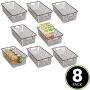 mDesign Modern Farmhouse Metal Wire Storage Organizer Bin Basket with Handles for Kitchen Cabinets, Pantry, Closets, Bedrooms, Bathrooms - 16.25" Long, 8 Pack - Bronze