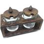 Sugar Bowl Glass With Wooden Lid Cream and Milk Holder Coffee Time K012